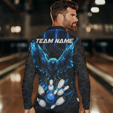 Load image into Gallery viewer, Custom Blue Lightning Thunder Eagle Mens Bowling Shirts Black Bowling Camo Team Jersey Outfits NQS9578