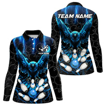 Load image into Gallery viewer, Custom Blue Lightning Thunder Eagle Women Bowling Shirts Black Bowling Camo Team Jersey Outfits NQS9578