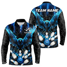 Load image into Gallery viewer, Custom Blue Lightning Thunder Eagle Mens Bowling Shirts Black Bowling Camo Team Jersey Outfits NQS9578