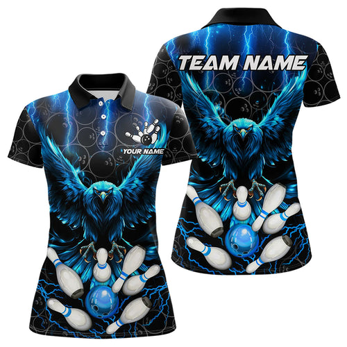Custom Blue Lightning Thunder Eagle Women Bowling Shirts Black Bowling Camo Team Jersey Outfits NQS9578
