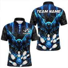 Load image into Gallery viewer, Custom Blue Lightning Thunder Eagle Mens Bowling Shirts Black Bowling Camo Team Jersey Outfits NQS9578
