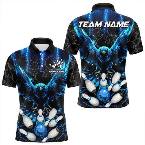 Custom Blue Lightning Thunder Eagle Mens Bowling Shirts Black Bowling Camo Team Jersey Outfits NQS9578