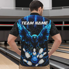 Load image into Gallery viewer, Custom Blue Lightning Thunder Eagle Mens Bowling Shirts Black Bowling Camo Team Jersey Outfits NQS9578