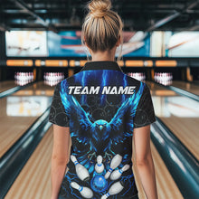 Load image into Gallery viewer, Custom Blue Lightning Thunder Eagle Women Bowling Shirts Black Bowling Camo Team Jersey Outfits NQS9578