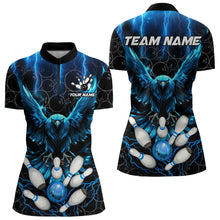Load image into Gallery viewer, Custom Blue Lightning Thunder Eagle Women Bowling Shirts Black Bowling Camo Team Jersey Outfits NQS9578