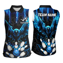 Load image into Gallery viewer, Custom Blue Lightning Thunder Eagle Women Sleeveless Polo Shirt Black Bowling Camo Team Jersey Outfits NQS9578