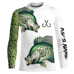 Crappie Fishing green scales Custom long sleeve Fishing Shirts, personalized Fishing jerseys NQS4982