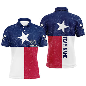 Customized Grunge Texas Flag Darts Men Polo Shirts, Patriotic Texas Darts Jerseys For Dart Players TDM1492