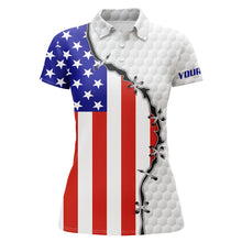 Load image into Gallery viewer, Women golf polo shirt American flag white golf ball skin pattern custom patriot team golf polo shirts NQS5788