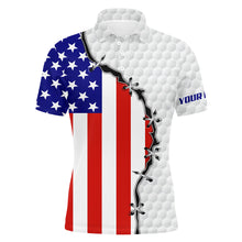 Load image into Gallery viewer, Mens golf polo shirts American flag white golf ball skin pattern custom patriot team golf shirts NQS5788