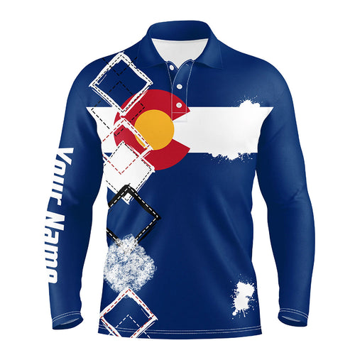 Mens golf polo shirts Colorado flag patriot custom name golf shirts for men, gift for the golfers NQS8075