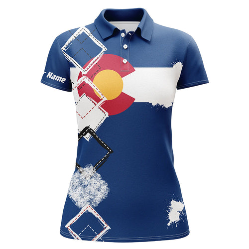 Women golf polo shirts Colorado flag patriot custom name golf shirts for ladies, gift for the golfers NQS8075