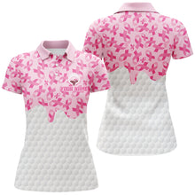 Load image into Gallery viewer, Women golf polo shirts custom Pink ribbons pattern breast cancer awareness golf shirt, golfing gifts NQS8306