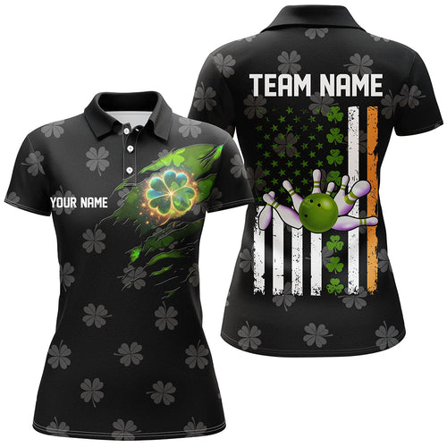 Black camo clovers American Flag Womens bowling shirts Custom St Patrick Day team bowling jerseys NQS8311