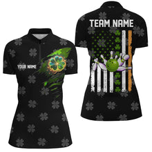 Load image into Gallery viewer, Black camo clovers American Flag Womens bowling shirts Custom St Patrick Day team bowling jerseys NQS8311
