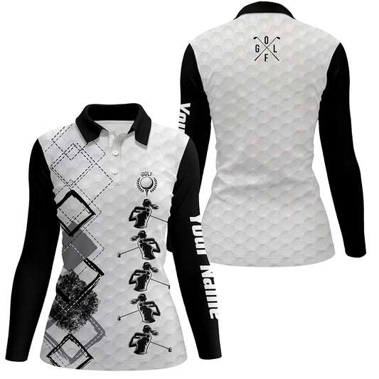 Black and white Womens golf polo shirts custom name women's golf apparel, gifts for golf lovers NQS3956