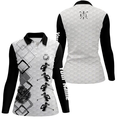 Black and white Womens golf polo shirts custom name women's golf apparel, gifts for golf lovers NQS3956