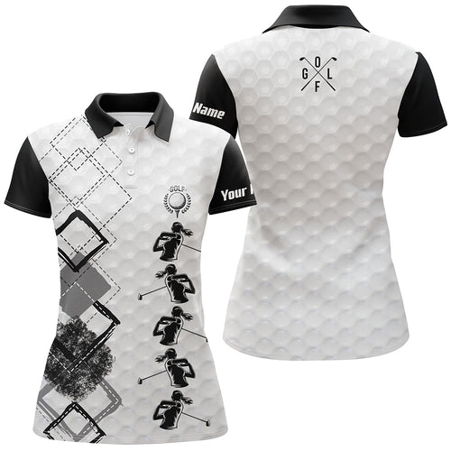 Black and white Womens golf polo shirts custom name women's golf apparel, gifts for golf lovers NQS3956