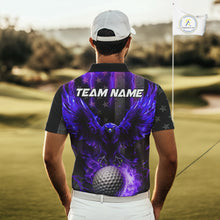 Load image into Gallery viewer, Black American flag Men golf polo shirt Custom purple lightning thunder Eagle patriotic team Golf top NQS11094
