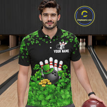 Load image into Gallery viewer, Custom Green clovers pattern Bowling shirts for men, St Patrick's Day bowling apparel, bowling gifts NQS11512