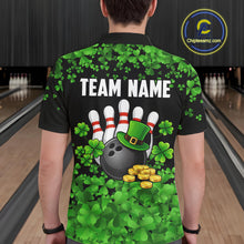 Load image into Gallery viewer, Custom Green clovers pattern Bowling shirts for men, St Patrick's Day bowling apparel, bowling gifts NQS11512