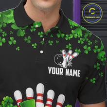 Load image into Gallery viewer, Custom Green clovers pattern Bowling shirts for men, St Patrick's Day bowling apparel, bowling gifts NQS11512
