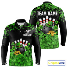 Load image into Gallery viewer, Custom Green clovers pattern Bowling shirts for men, St Patrick's Day bowling apparel, bowling gifts NQS11512
