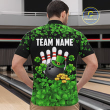 Load image into Gallery viewer, Custom Green clovers pattern Bowling shirts for men, St Patrick's Day bowling apparel, bowling gifts NQS11512