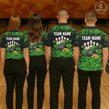 Load image into Gallery viewer, Custom Green clover pattern Bowling shirts for Women, St Patrick's Day bowling apparel, bowling gifts NQS11512