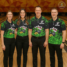 Load image into Gallery viewer, Custom Green clover pattern Bowling shirts for Women, St Patrick's Day bowling apparel, bowling gifts NQS11512