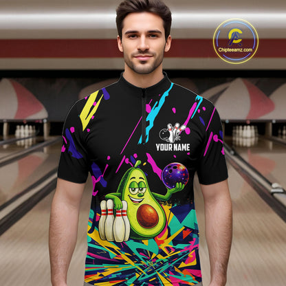 Colorful bowling jerseys funny avocado Bowling Shirts for Men Custom Bowling Team shirts for bowlers NQS11520