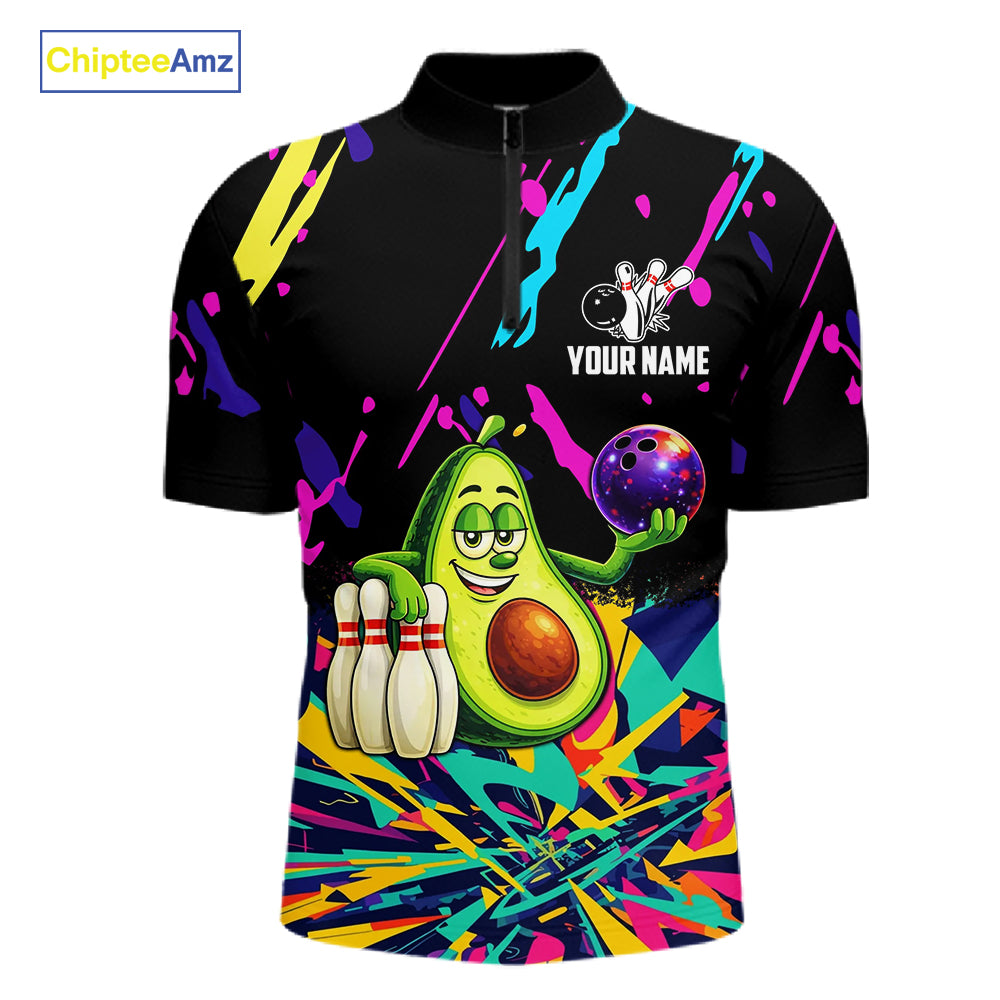 Colorful bowling jerseys funny avocado Bowling Shirts for Men Custom Bowling Team shirts for bowlers NQS11520