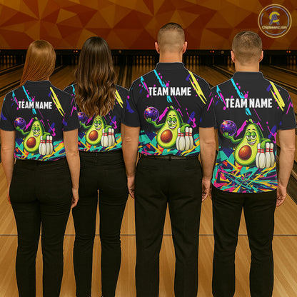 Colorful bowling jerseys funny avocado Bowling Shirts for Men Custom Bowling Team shirts for bowlers NQS11520