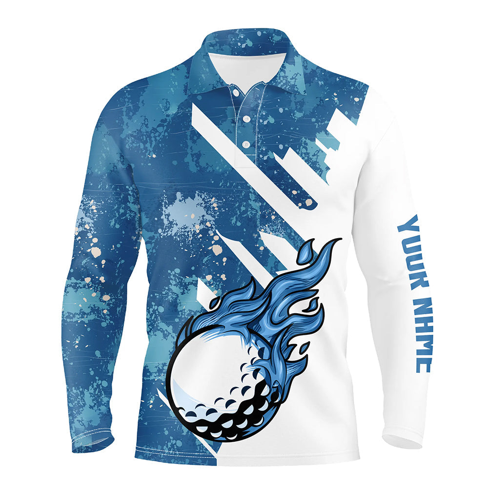 Blue and white golf ball flame Mens golf polo shirts custom team golf shirts, mens golf clothing NQS7506
