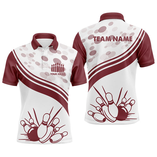 Custom white bowling shirt for men – personalized team jersey front view
