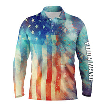 Load image into Gallery viewer, Mens golf polo shirts American flag Fourth of july custom patriotic golf shirt for mens NQS5792