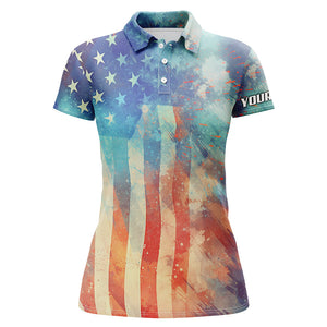 Womens golf polo shirt American flag Fourth of july custom patriotic golf shirt for ladies NQS5792