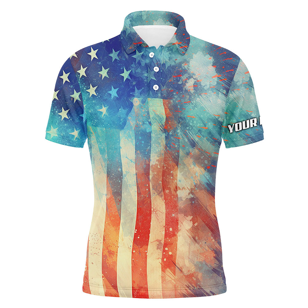 Mens golf polo shirts American flag Fourth of july custom patriotic golf shirt for mens NQS5792