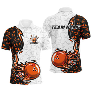 Halloween pattern Mens bowling Polo, Quarter zip shirts custom Team bowling jerseys bowling outfits NQS8090