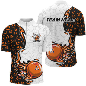 Halloween pattern Mens bowling Polo, Quarter zip shirts custom Team bowling jerseys bowling outfits NQS8090