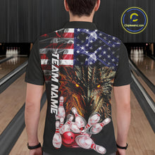Load image into Gallery viewer, American Flag Dragon Bowling Polo, Quarter Zip Shirts for Men Custom patriotic Team Bowling jerseys NQS10288