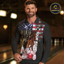 Load image into Gallery viewer, American Flag Dragon Bowling Polo, Quarter Zip Shirts for Men Custom patriotic Team Bowling jerseys NQS10288
