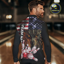 Load image into Gallery viewer, American Flag Dragon Bowling Polo, Quarter Zip Shirts for Men Custom patriotic Team Bowling jerseys NQS10288