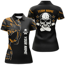 Load image into Gallery viewer, Orange camo black Bowling polo shirts for women custom team Skull Bowling, ladies team bowling jerseys NQS6184