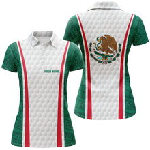 Load image into Gallery viewer, Women golf polo shirt custom name Mexican flag white golf shirt, womens patriotic polo shirts NQS6186
