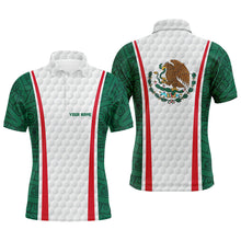 Load image into Gallery viewer, Mens golf polo shirt custom name Mexican flag white golf shirt, mens patriotic polo shirts NQS6186