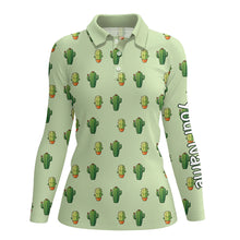 Load image into Gallery viewer, Personalized Green Cactus In Pot pattern Women golf polo shirts custom cactus golf shirt, golfer gifts NQS8322