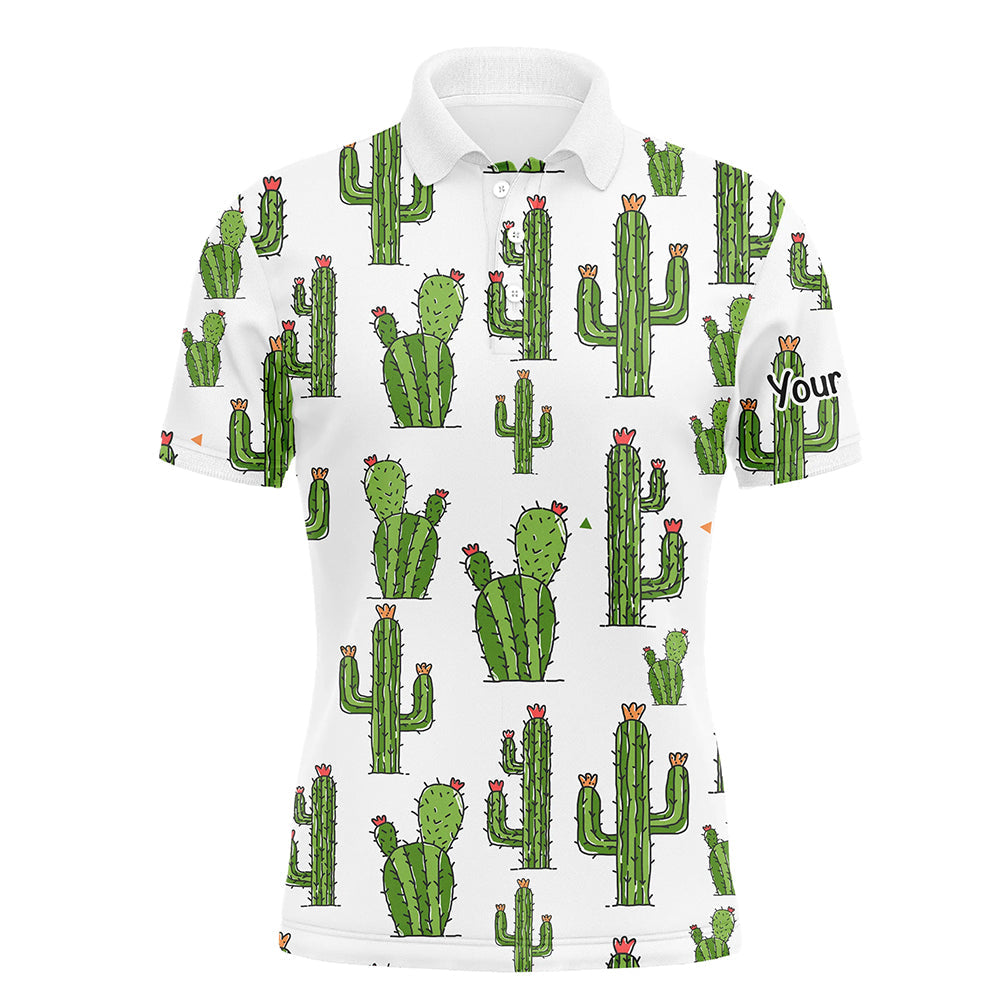 Personalized Funny Cactus pattern mens golf polo shirts custom cactus golf shirt, golfer gifts NQS8323