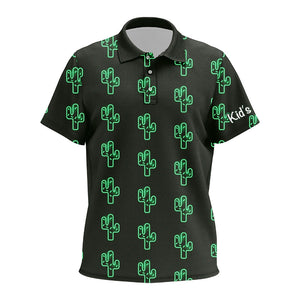 Personalized Green neon Cactus pattern Kid golf polo shirt custom cactus golf shirt, golfer gifts NQS8324