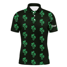 Load image into Gallery viewer, Personalized Green neon Cactus pattern mens golf polo shirts custom cactus golf shirt, golfer gifts NQS8324